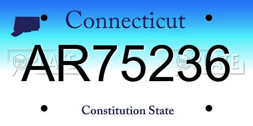 AR75236 Connecticut License Plate