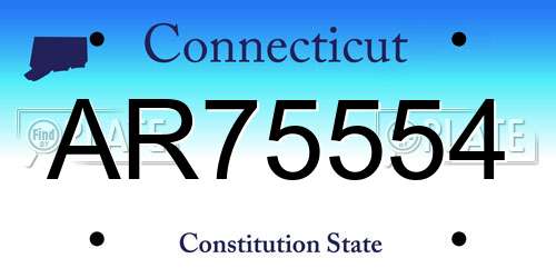 AR75554 Connecticut License Plate