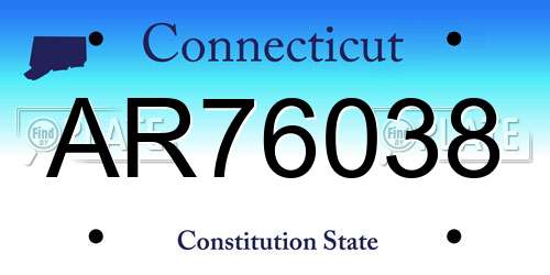 AR76038 Connecticut License Plate
