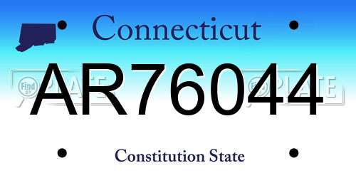 AR76044 Connecticut License Plate