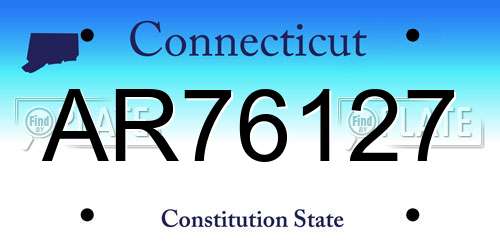 AR76127 Connecticut License Plate