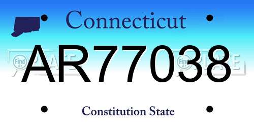 AR77038 Connecticut License Plate