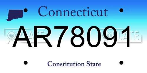 AR78091 Connecticut License Plate