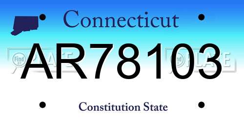 AR78103 Connecticut License Plate