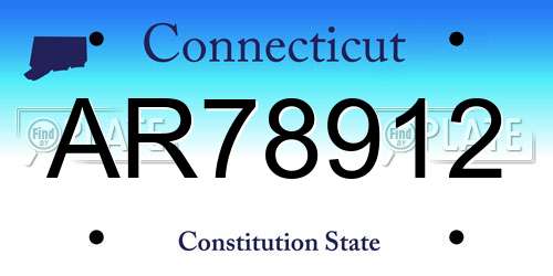 AR78912 Connecticut License Plate