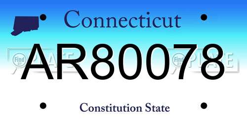 AR80078 Connecticut License Plate