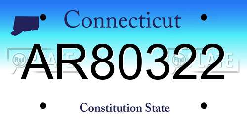 AR80322 Connecticut License Plate