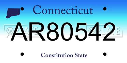 AR80542 Connecticut License Plate