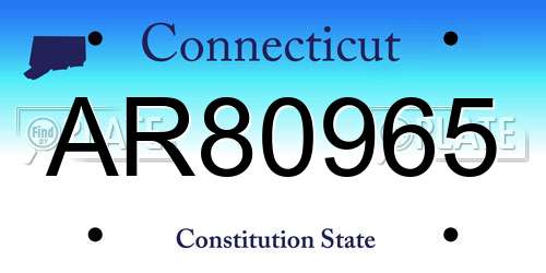 AR80965 Connecticut License Plate