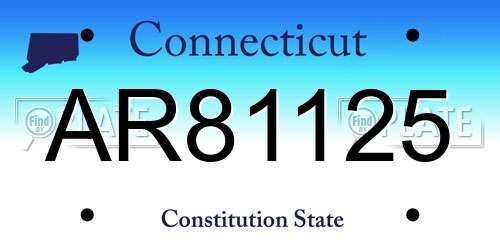 AR81125 Connecticut License Plate