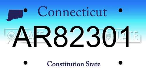 AR82301 Connecticut License Plate