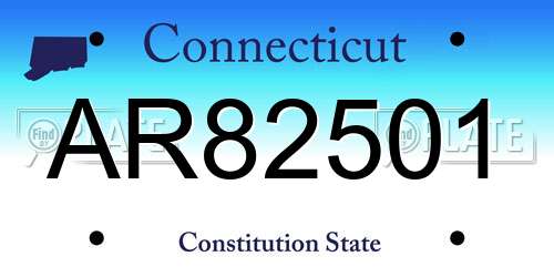 AR82501 Connecticut License Plate