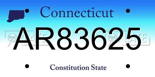 AR83625 Connecticut License Plate
