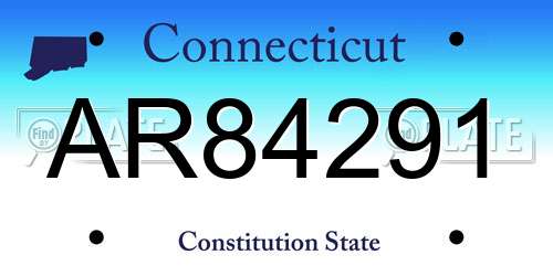 AR84291 Connecticut License Plate