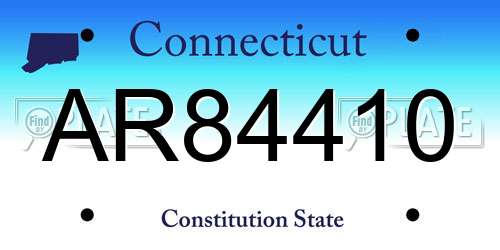 AR84410 Connecticut License Plate