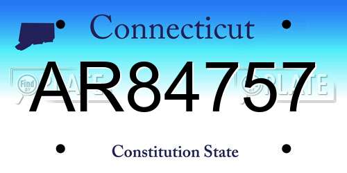AR84757 Connecticut License Plate