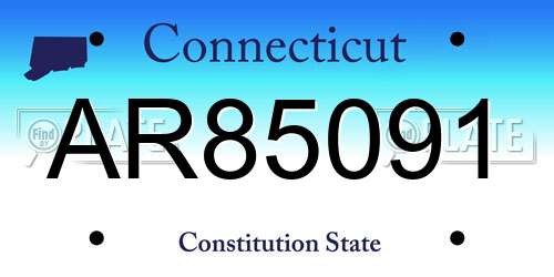 AR85091 Connecticut License Plate