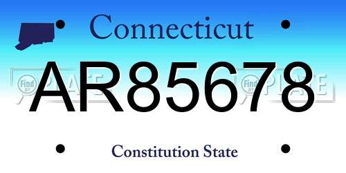AR85678 Connecticut License Plate