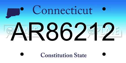 AR86212 Connecticut License Plate
