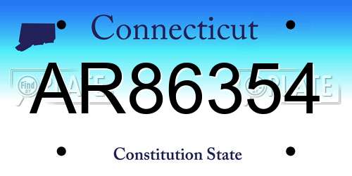 AR86354 Connecticut License Plate