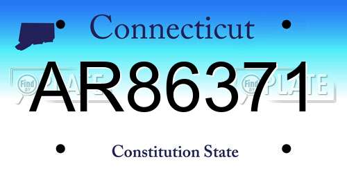 AR86371 Connecticut License Plate