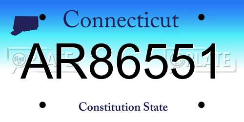 AR86551 Connecticut License Plate