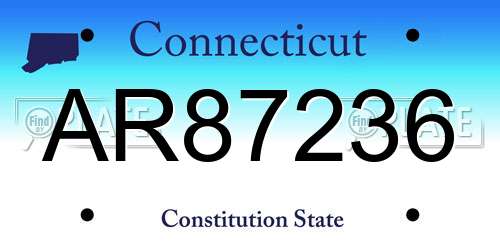 AR87236 Connecticut License Plate