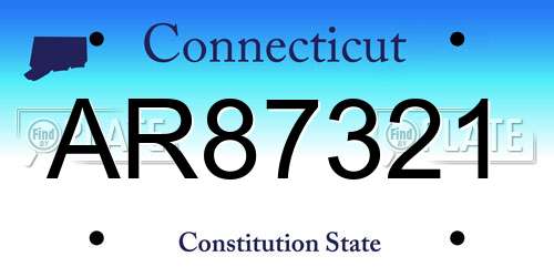 AR87321 Connecticut License Plate