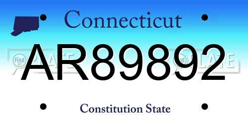 AR89892 Connecticut License Plate