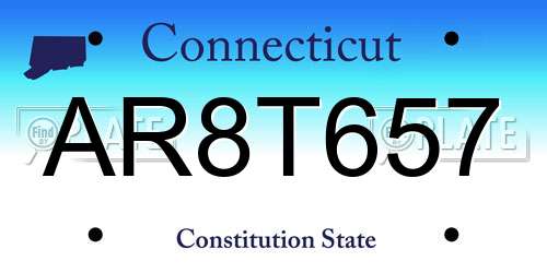 AR8T657 Connecticut License Plate
