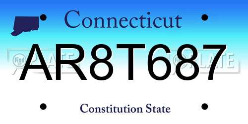 AR8T687 Connecticut License Plate