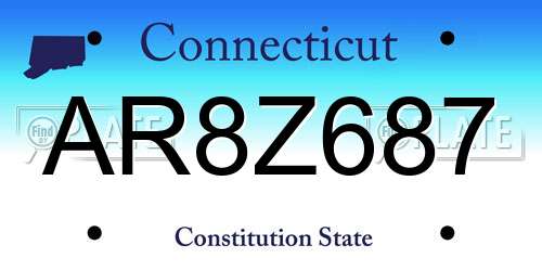 AR8Z687 Connecticut License Plate