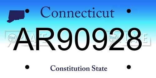 AR90928 Connecticut License Plate