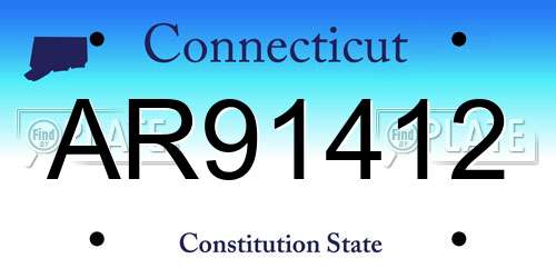 AR91412 Connecticut License Plate