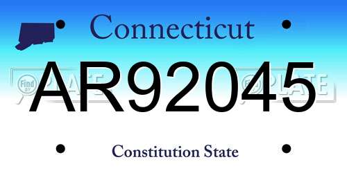 AR92045 Connecticut License Plate