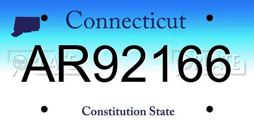 AR92166 Connecticut License Plate