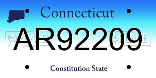 AR92209 Connecticut License Plate