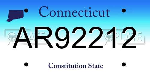 AR92212 Connecticut License Plate