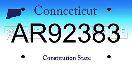 AR92383 Connecticut License Plate