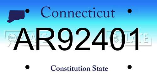 AR92401 Connecticut License Plate