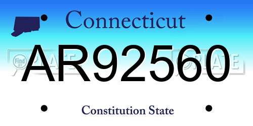 AR92560 Connecticut License Plate
