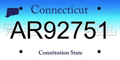 AR92751 Connecticut License Plate