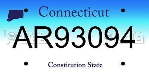 AR93094 Connecticut License Plate