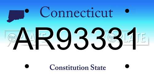 AR93331 Connecticut License Plate