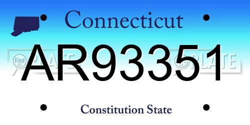 AR93351 Connecticut License Plate