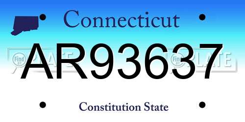 AR93637 Connecticut License Plate