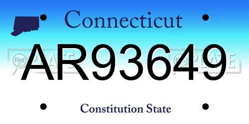 AR93649 Connecticut License Plate