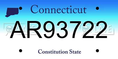 AR93722 Connecticut License Plate