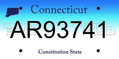 AR93741 Connecticut License Plate
