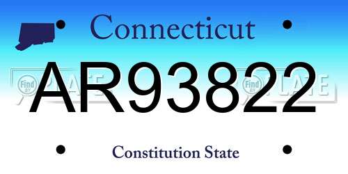 AR93822 Connecticut License Plate